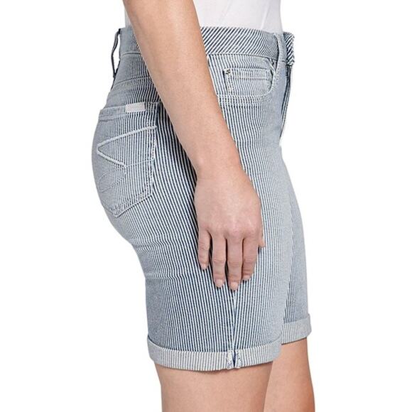 Seven7 NWT 9" Sunset Rolled Cuff Blue & White Stripe Stretch Bermuda Shorts - Picture 2 of 11